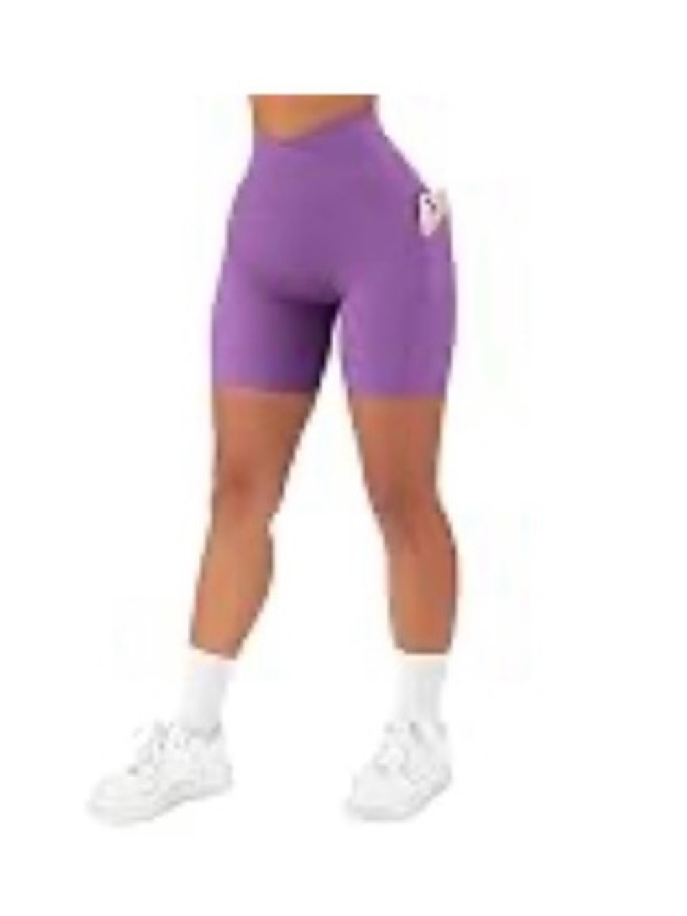 High-Waist Ribbed Biker Shorts with Side Pocket